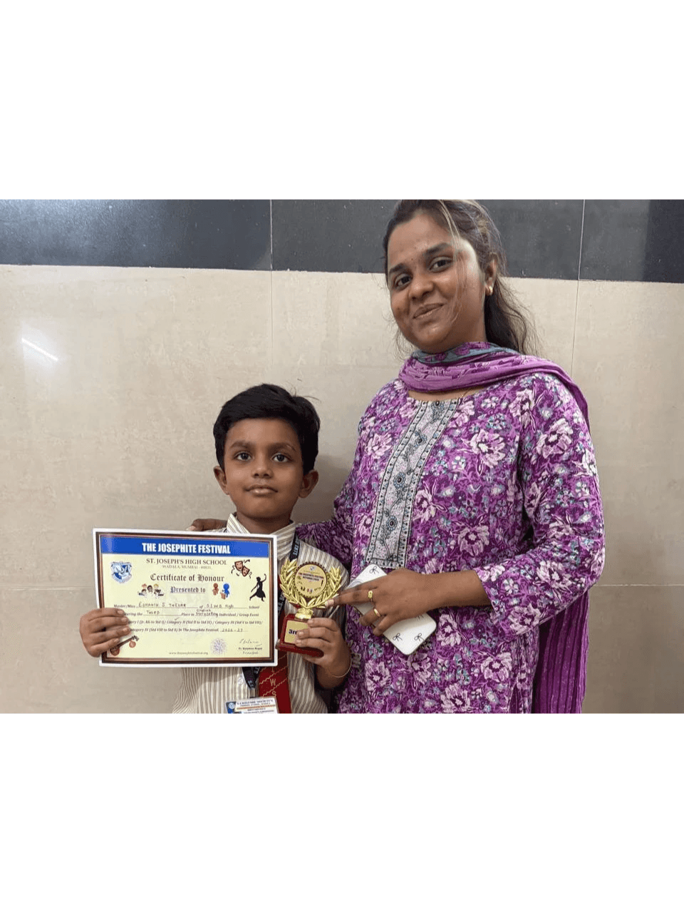 Third prize in English story telling  Grade 3
