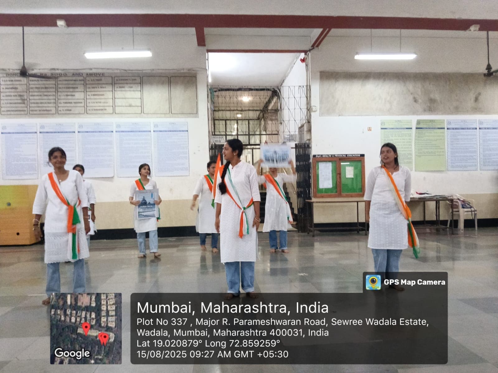 Independence Day at the college in 2025, students assembled beneath the national flag.