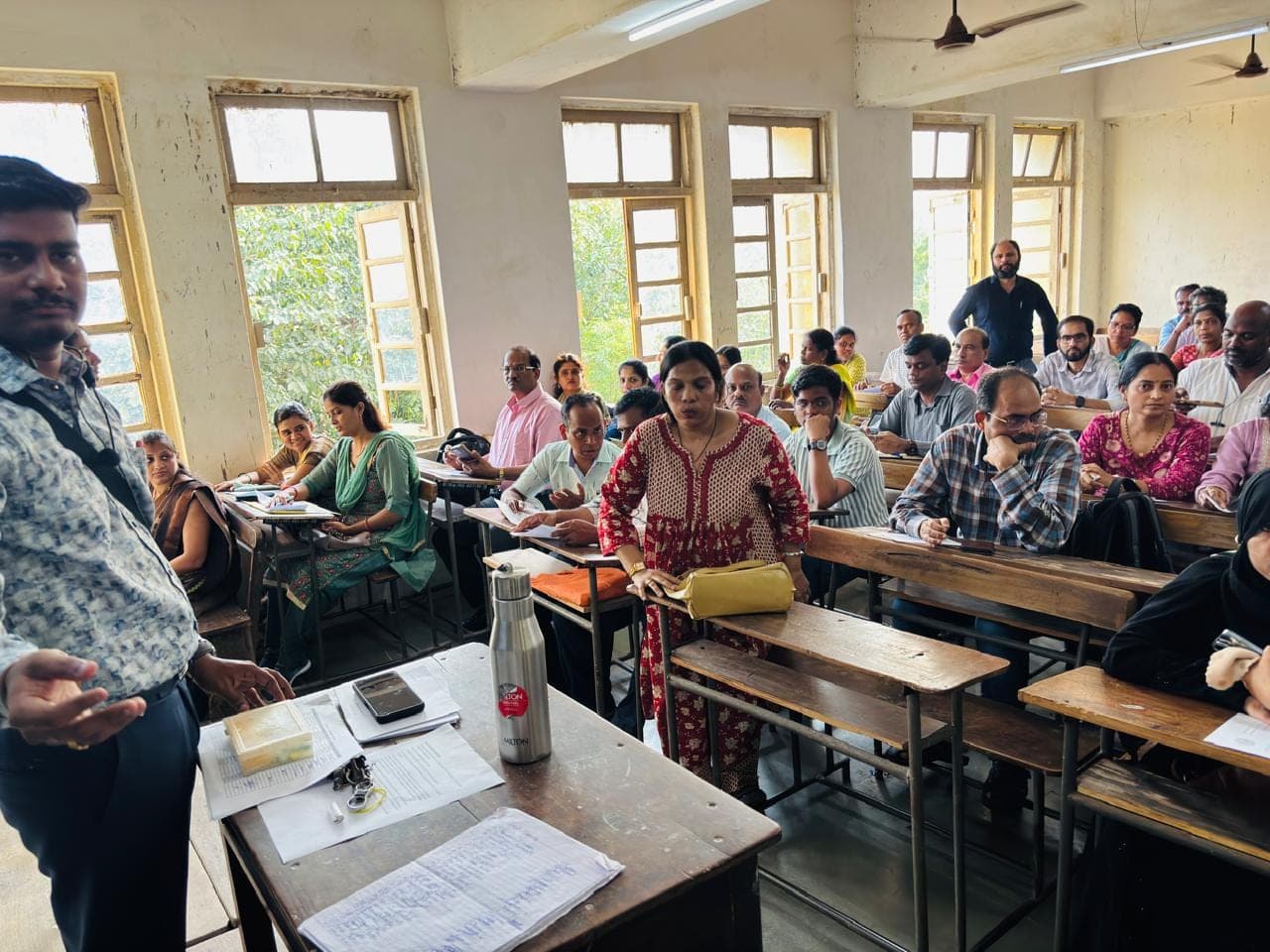 A parent-teacher association meeting at the college.