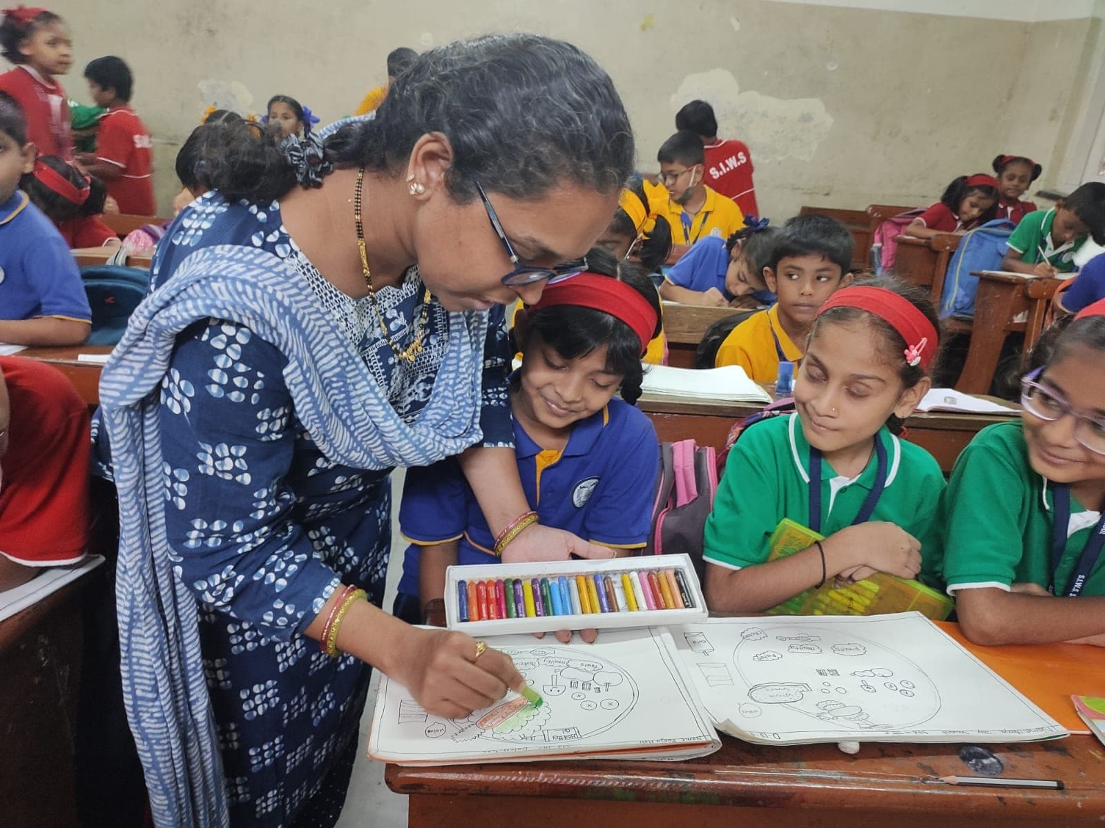 Story telling and art integrated learning at SIWS Primary School, Wadala campus.