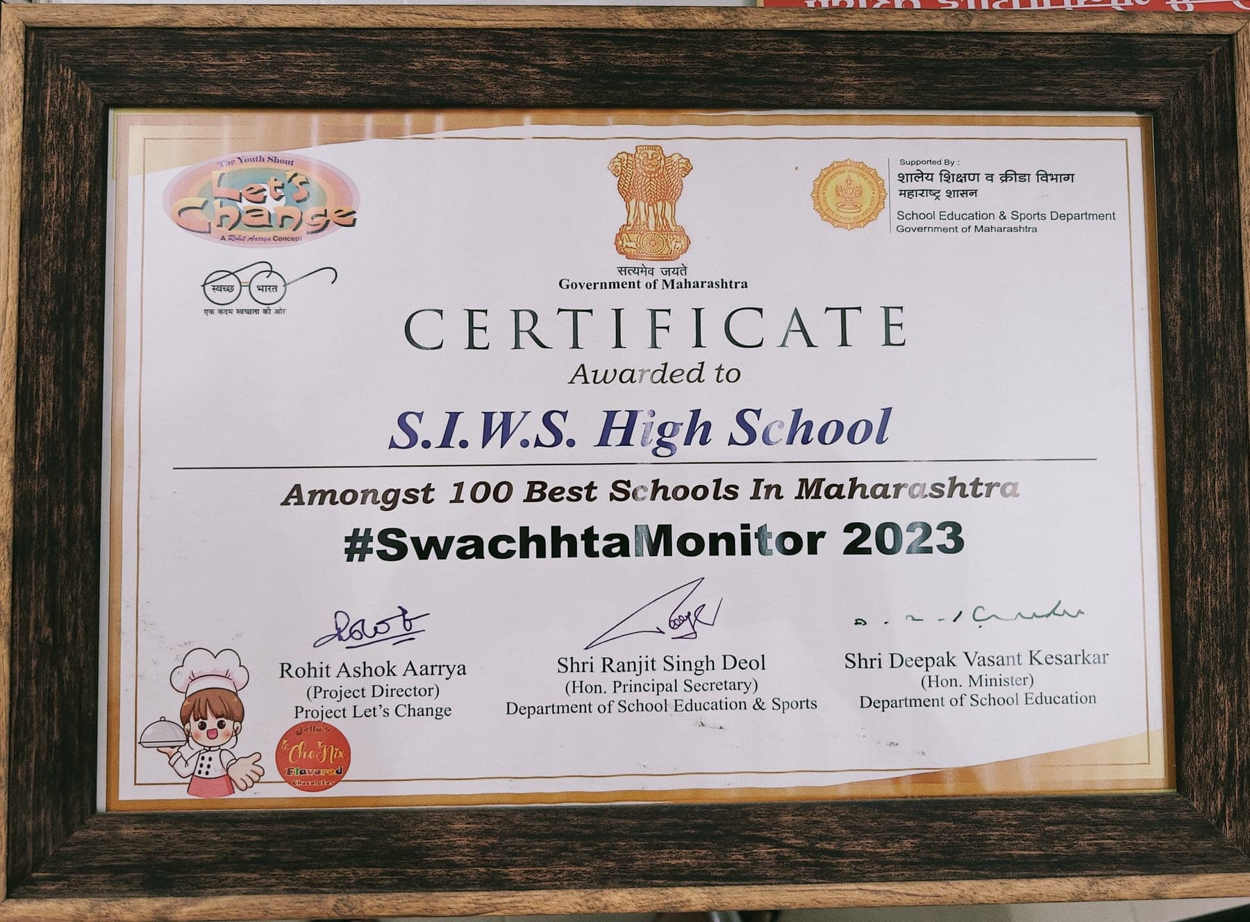 Award recongnition at SIWS Secondary School.